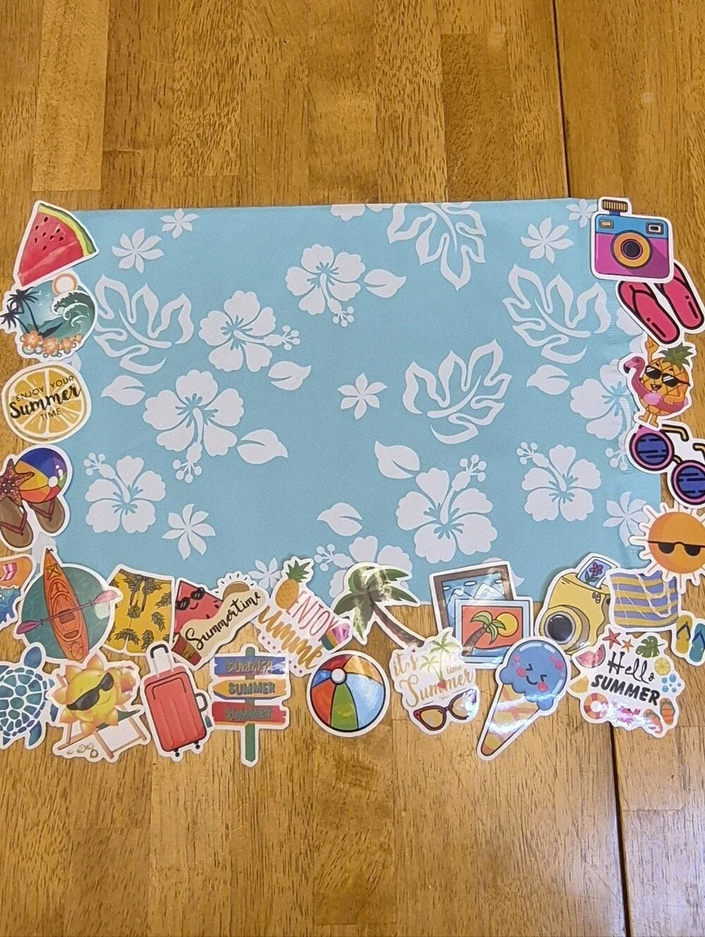 Poly Mailer Set - Choose 25 Palm Tree Or 25 Hawaiin 10x13 + 25 Summer Stickers